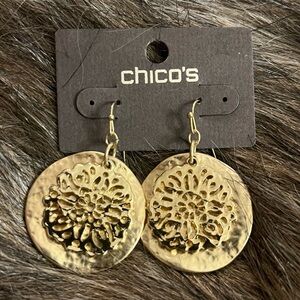Chico's Textured Gold Disc Earrings